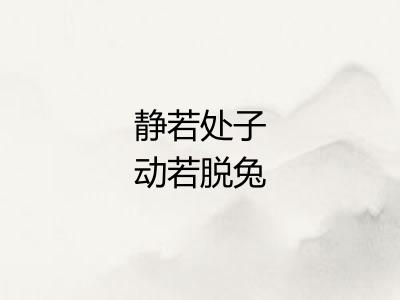 静若处子动若脱兔