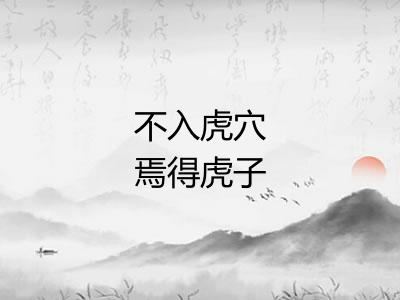 不入虎穴焉得虎子
