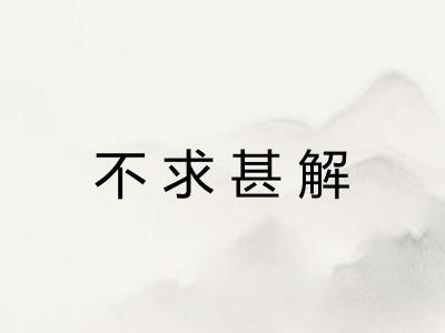 不求甚解