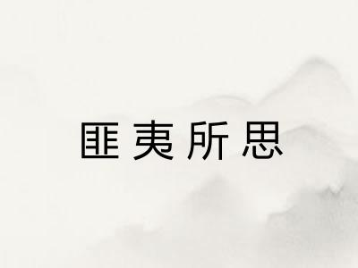 匪夷所思