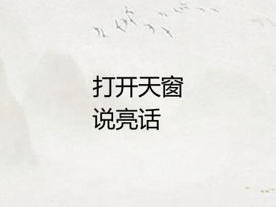 打开天窗说亮话