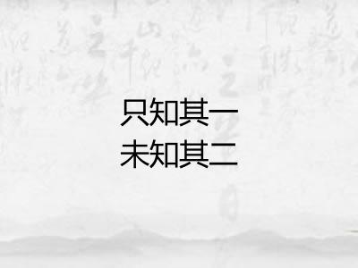 只知其一未知其二