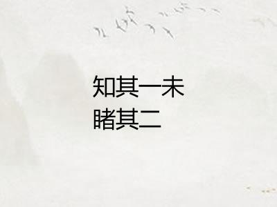 知其一未睹其二