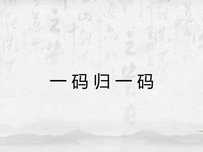 一码归一码