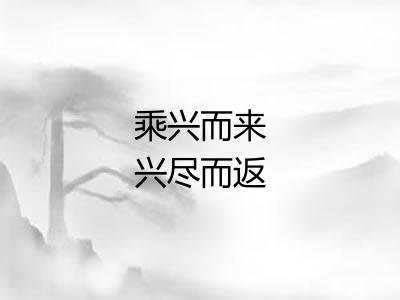 乘兴而来兴尽而返