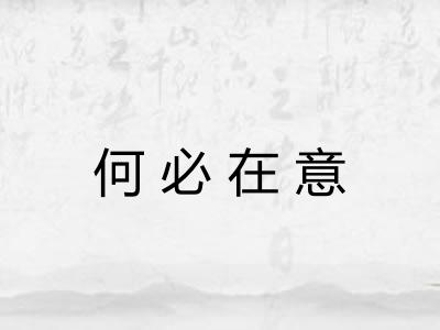 何必在意