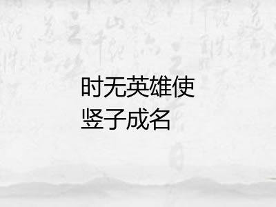时无英雄使竖子成名