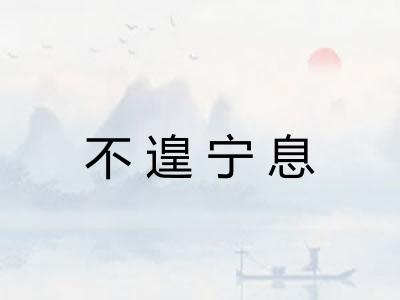 不遑宁息