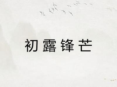 初露锋芒