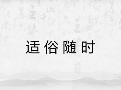 适俗随时