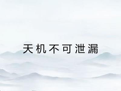 天机不可泄漏