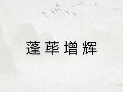 蓬荜增辉