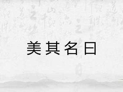 美其名曰