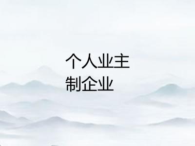 个人业主制企业